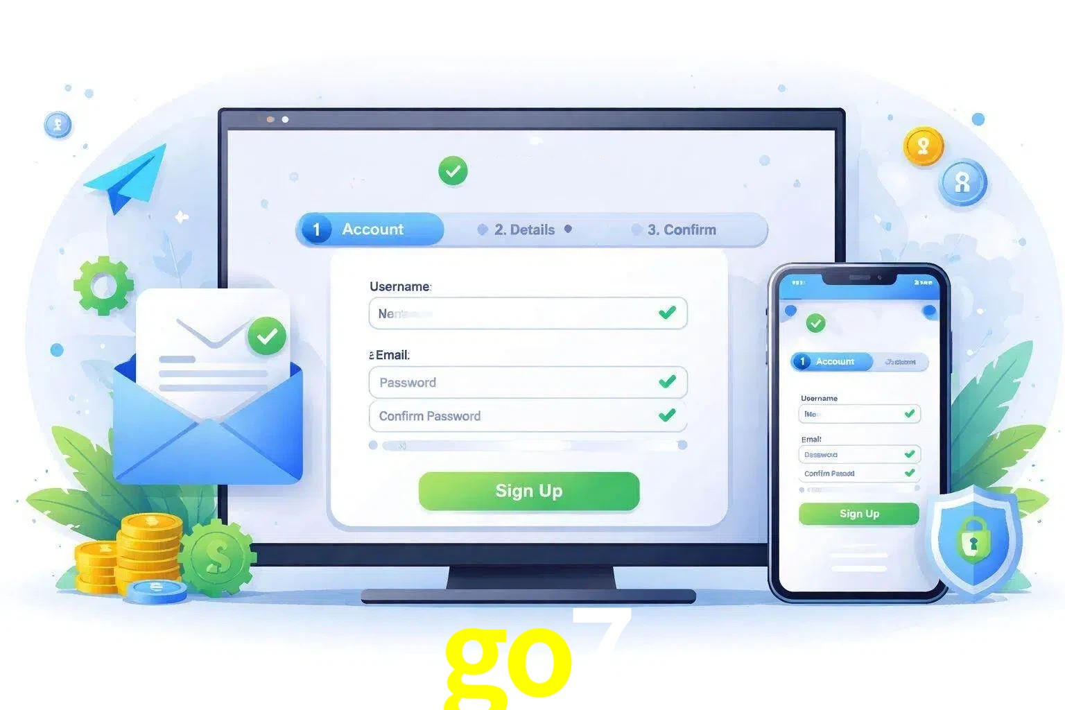 Registro de nuevo usuario y configuración de cuenta go7