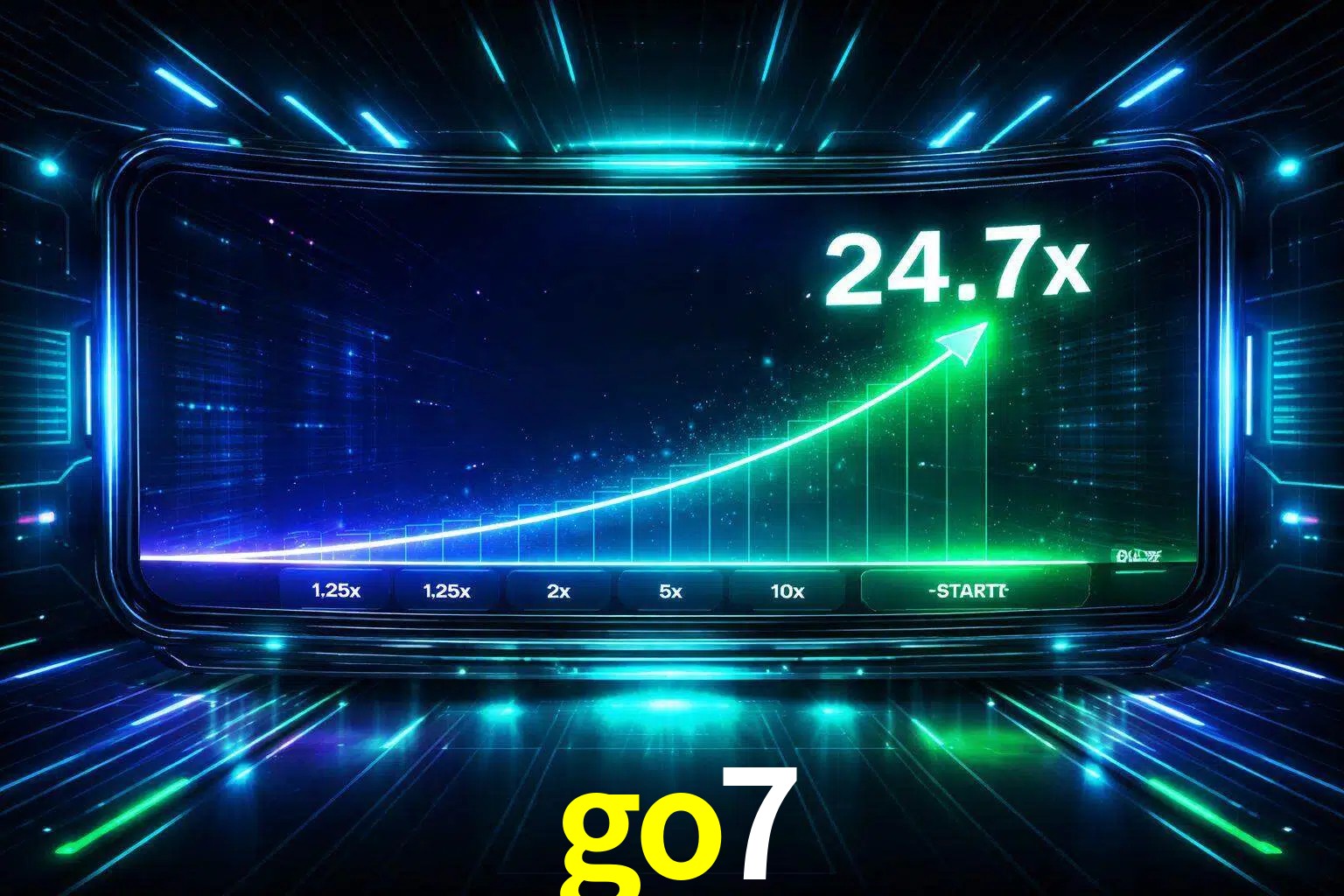Una pantalla moderna de juego estilo crash con multiplicadores ascendentes, visuales de neón y una interfaz intensa enfocada en la acción.